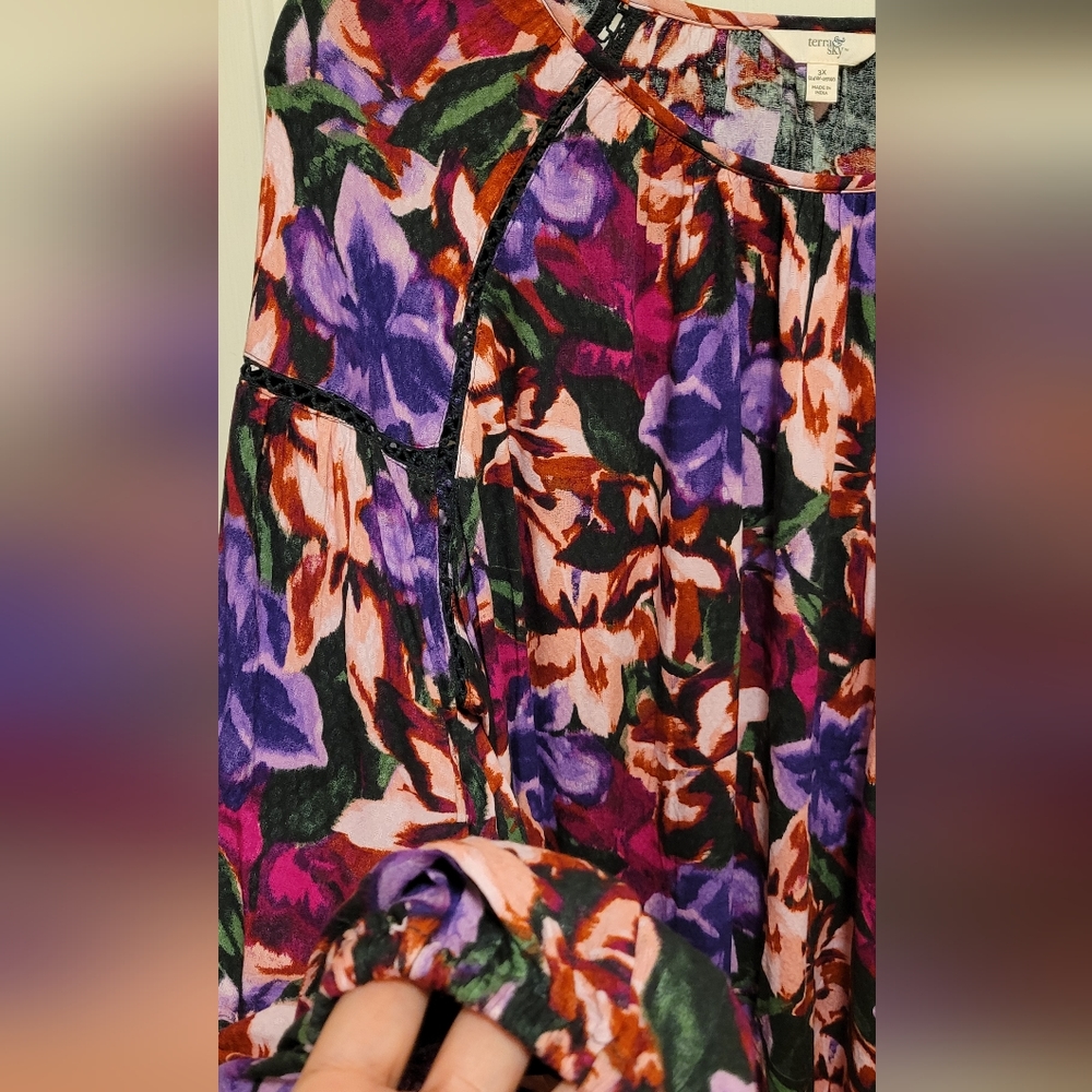 Terra & Sky Baloon Sleeve Top Size 3x (24w-26w) - Picture 3 of 7